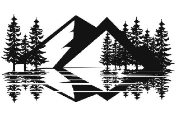 Silhouette of a Mountain and Forest Scene