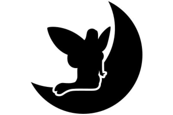 Silhouette of a Rabbit with a Crescent Moon