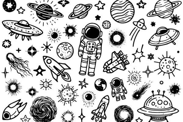 A Cosmic Adventure: A Collection of Space-Themed Icons and Symbols