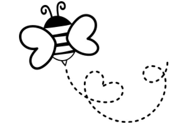 A Playful Cartoon of a Bee and a Heart-Shaped Tail