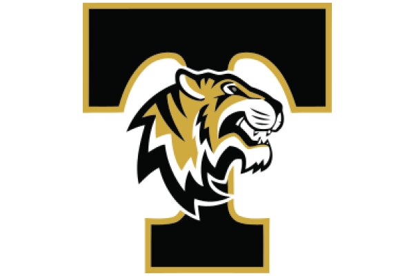 Stylized Tiger Logo with Gold and Black Design