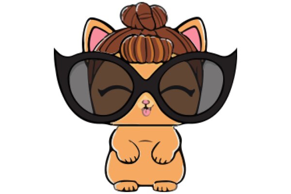 Adorable Cartoon Character with Cat Ears and Sunglasses