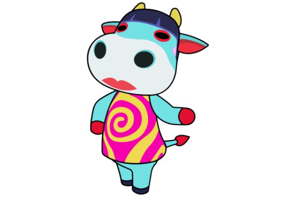 Vibrant and Friendly: A Cartoon Cow's Colorful Adventure