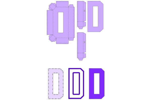 A Collection of Purple and Purple Outline Letters and Shapes