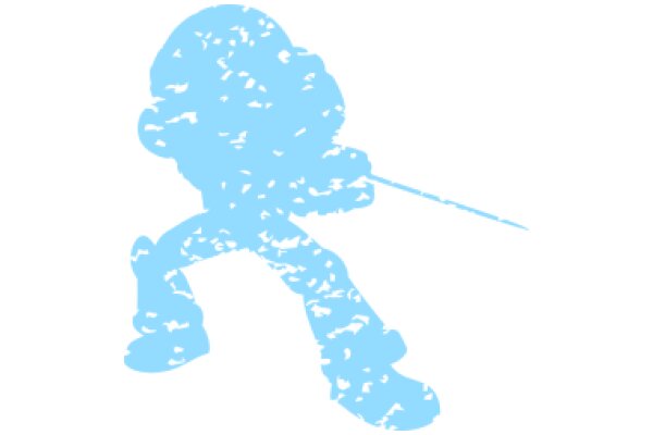 A Blue Silhouette of a Person with a Stick