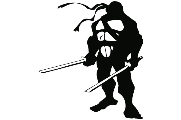 Silhouette of a Ninja with Swords