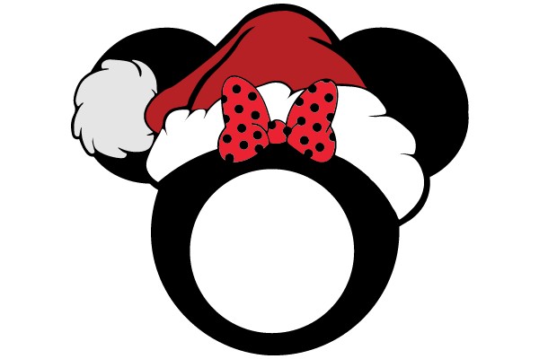 A Festive Mickey Mouse Hat with a Red Bow and Pom Poms