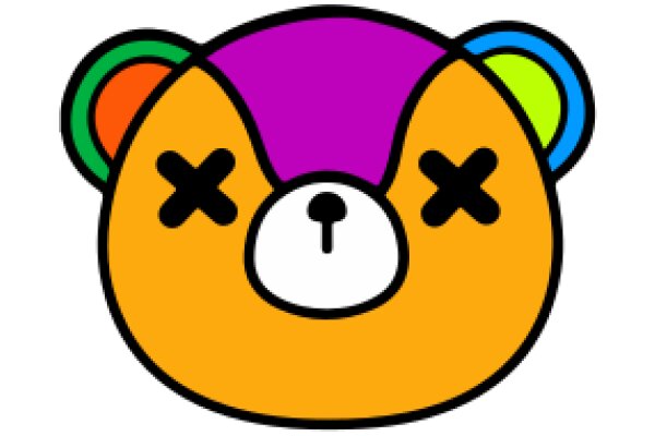 Vibrant Cartoon Bear with X for Eyes