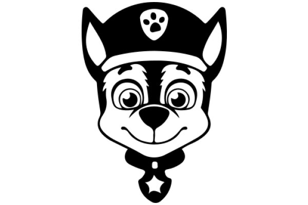 Stylized Logo of a Dog's Head with a Crown and Star