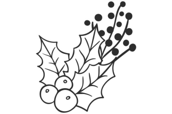 A Whimsical Illustration of a Branch with Berries and Leaves