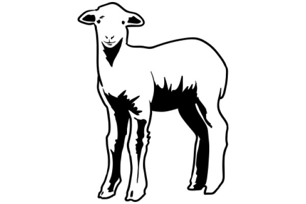 A Simple Line Drawing of a Sheep