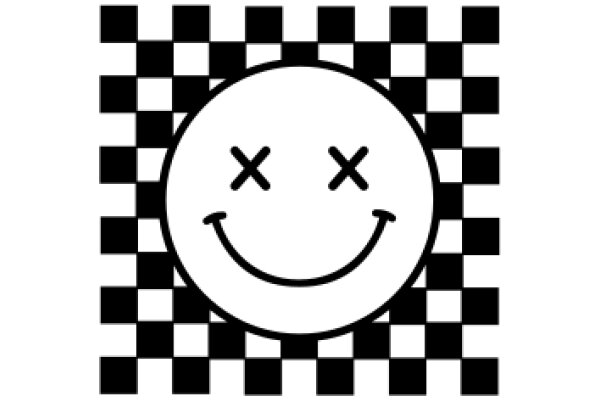 A Smiley Face Amidst a Checkered Background