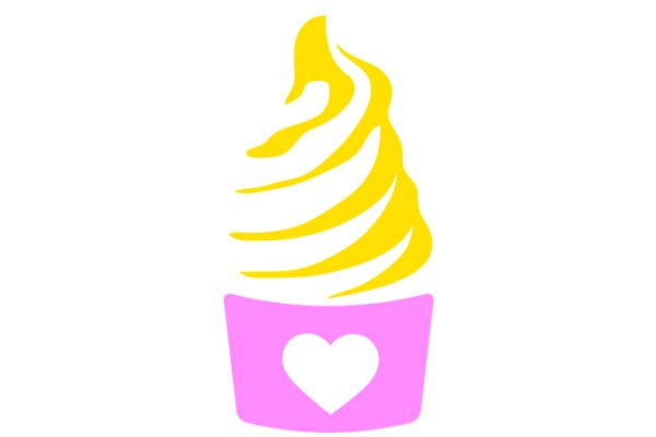 Delightful Yellow Ice Cream Swirl in a Pink Cup with a Heart