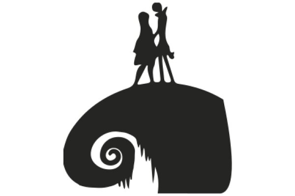 Silhouette of a Couple on a Cliff