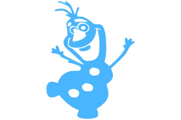 A Blue Cartoon Character with a Smile and Two Arms Raised