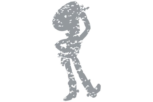 Silhouette of a Person in a Gray Outfit, Seen from the Back