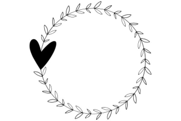 A Simple, Illustration of a Heart and a Leafy Branch