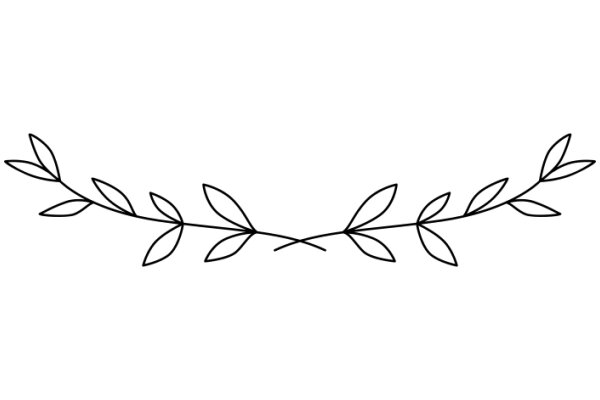 Simplistic Line Art of a Leafy Branch