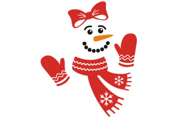 A Festive Holiday Greeting: A Smiling Snowman with Red Gloves and a Scarf