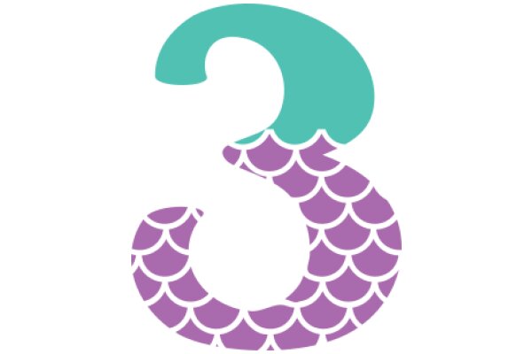 Stylized Number Three with a Purple Shell Design