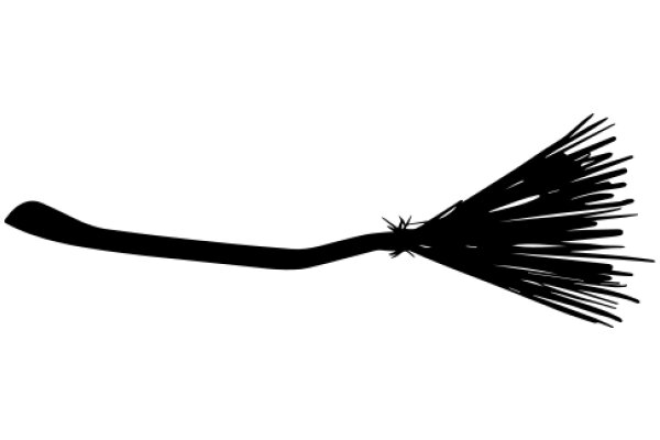 A Black Broom Silhouette on a White Background