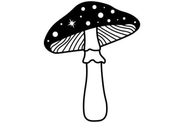 A Whimsical Illustration of a Mushroom with a Star on Top