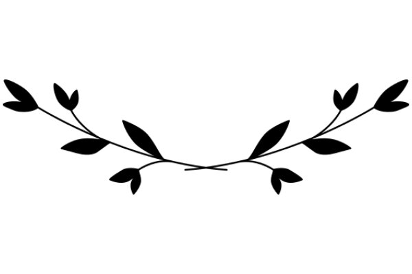 Elegant Black Silhouette of a Branch with Leaves