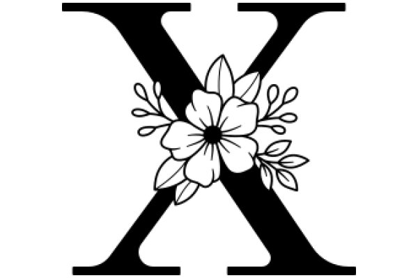 Monochrome Logo: A Stylized Letter 'X' with a Floral Design