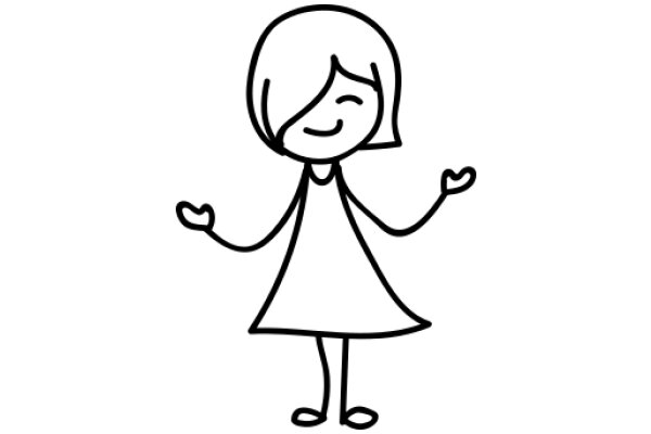 A Simple Line Drawing of a Girl with a Smile