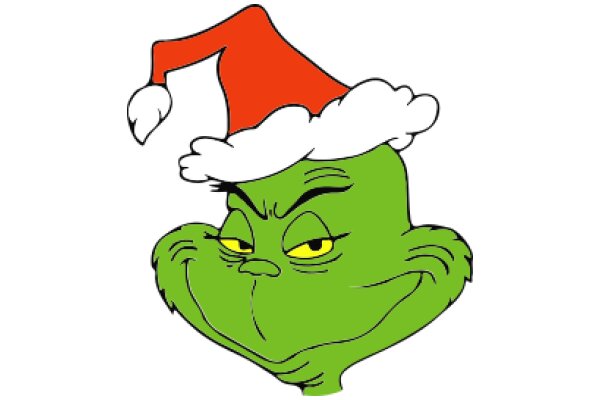 A Festive Grinch with a Santa Hat