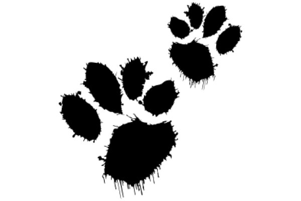 Silhouette of a Paw Print with a Droplet of Water