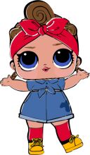 Adorable Cartoon Character with Red Bandana and Blue Dress