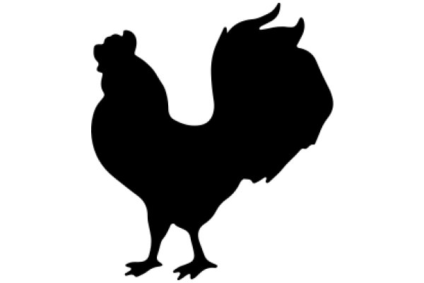 Silhouette of a Rooster on a White Background