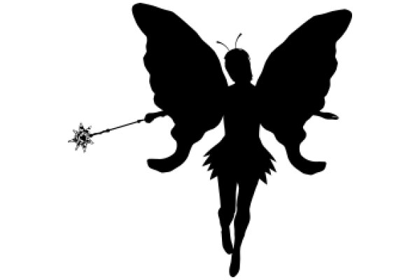 Silhouette of a Butterfly and a Girl with a Star