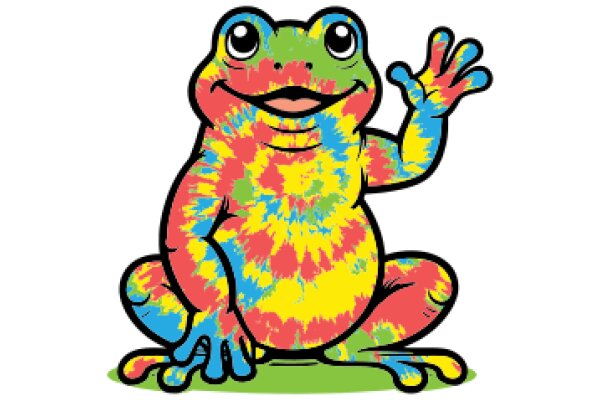 Vibrant Tie-Dye Frog: A Colorful Cartoon Character