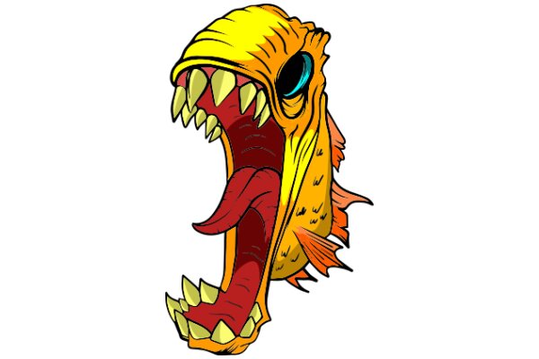 Vivid Illustration of a Cartoon Fish with a Mouth Full of Teeth