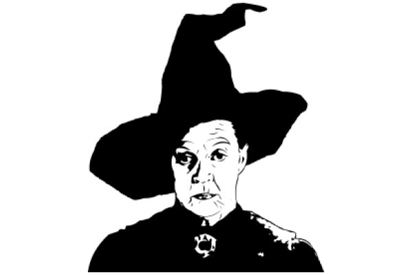 A Silhouette of a Witch with a Pointed Hat