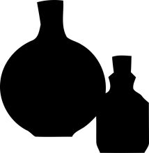 Silhouette of a Bottle and a Figure, Set Against a White Background