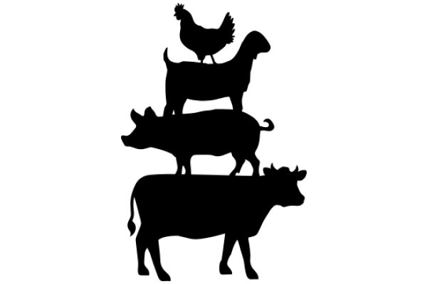 Silhouette of a Farmyard Scene