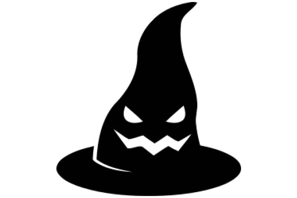 A Playful Halloween Icon: A Black Witch's Hat with a Smiling Face