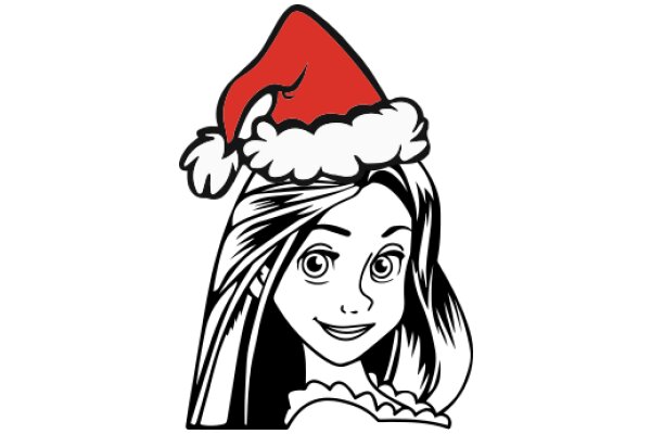 Holiday Cheer: A Festive Illustration of a Girl in a Santa Hat