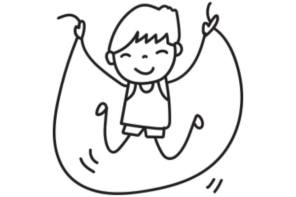 A Whimsical Drawing of a Boy with a Kite