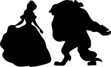 A Silhouette of a Princess and a Beast in a White Background