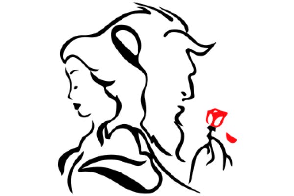 A Silhouette of a Woman and a Rose, with a Stylized Hair Design