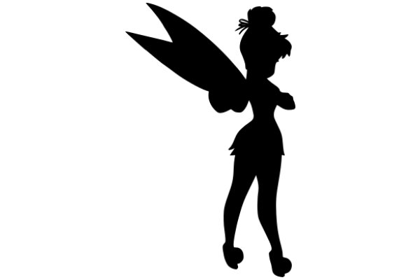 Silhouette of a Fairy with Wings and a Bow