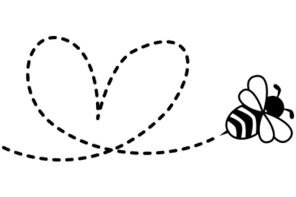 A Playful Interaction: A Heart and a Bee in a Simple, Illustration