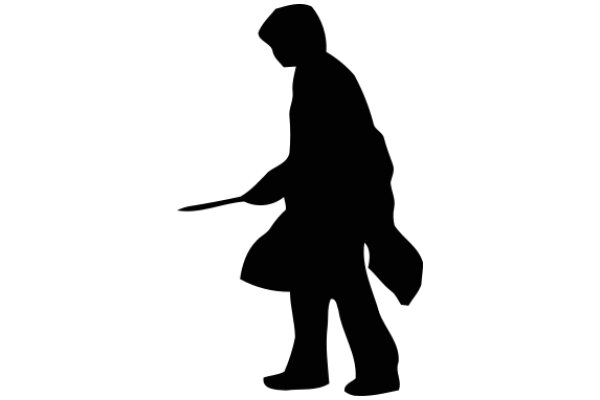 Silhouette of a Person Walking with a Bag