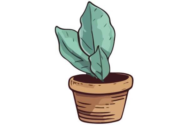 A Digital Illustration of a Potted Plant with a Leafy Top