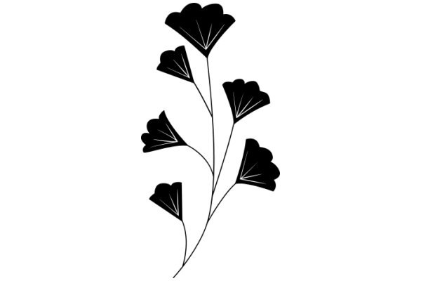 Stylized Black Silhouette of a Flower with Five Petals