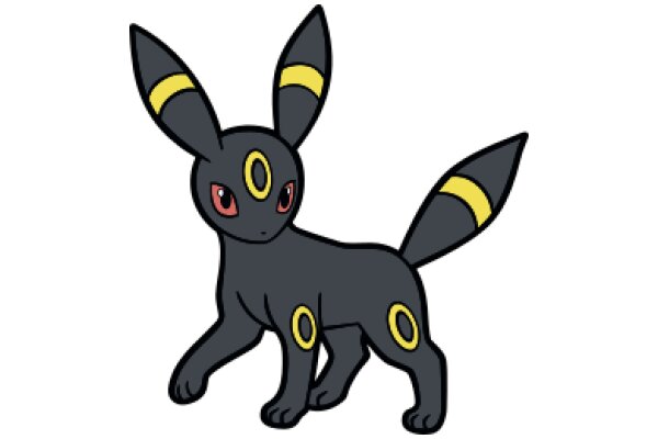 Stylized Cartoon Eevee with Yellow Eyes and Red Glow